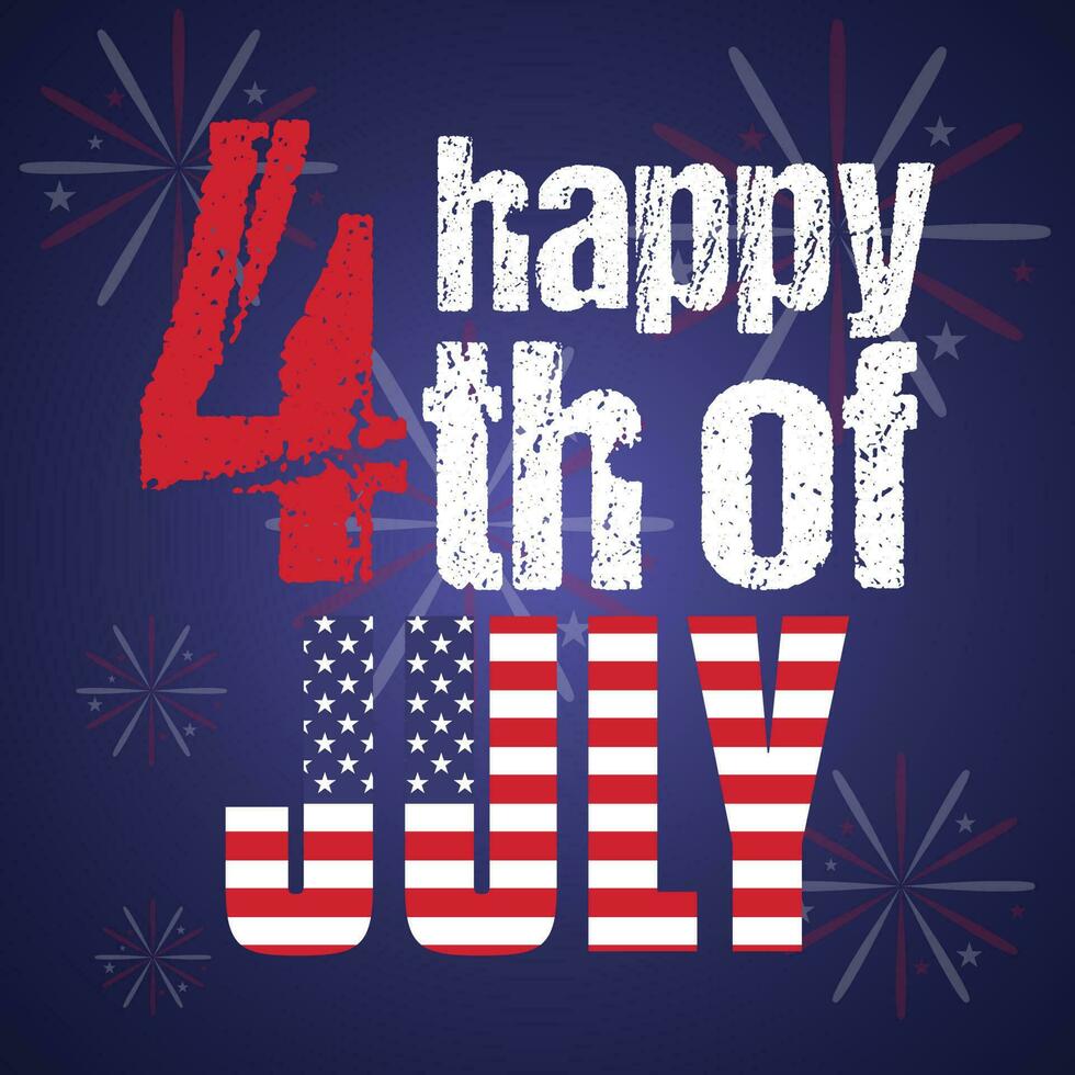 Happy independence day 4th of July holiday in the US. American independence day greeting card or poster design vector. vector