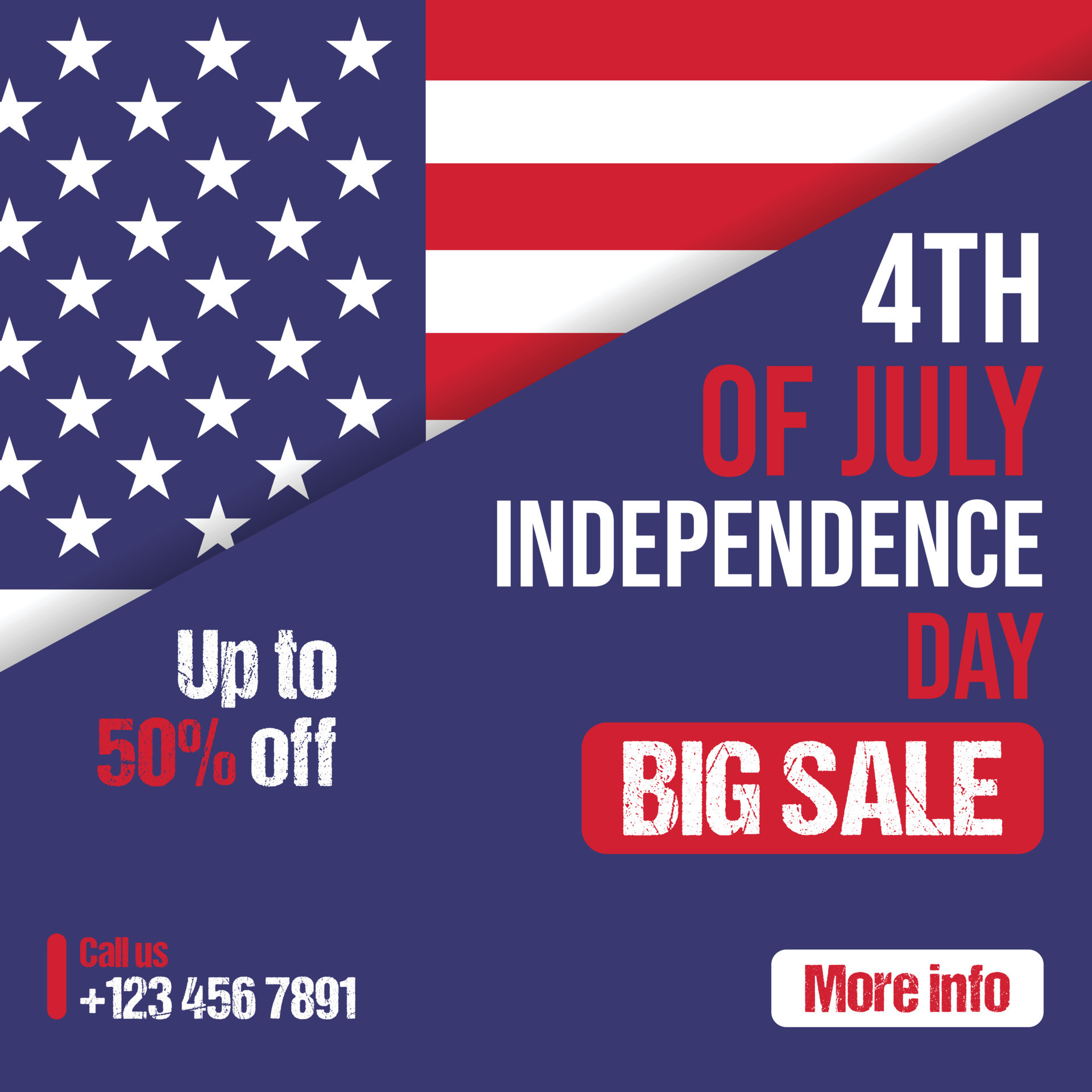 4th July sales, independence day, Modern social media post banner