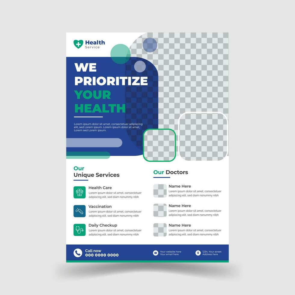 Modern and creative health care medical service flyer vector
