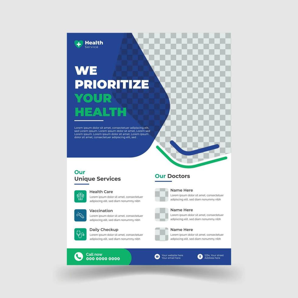 Modern and creative health care medical service flyer vector