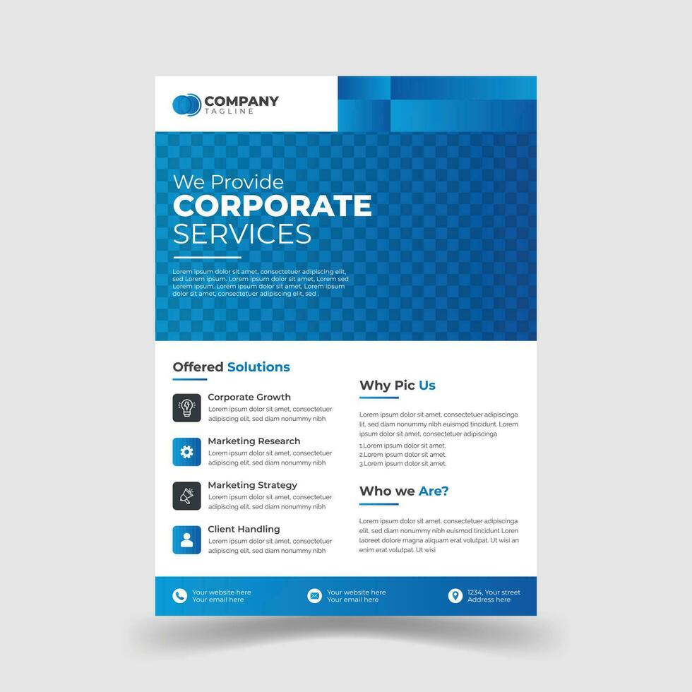 Modern and minimalistic Corporate business flyer template design. marketing, business proposal, promotion, and advertising. vector