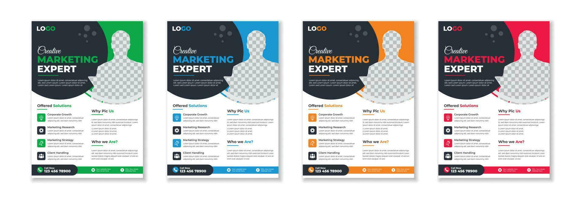 Professional unique creative modern trendy corporate multipurpose minimal official business advertising magazine poster flyer with different color variations. vector