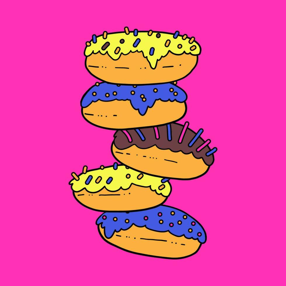 Set of vector bright tasty donuts.  Set of donuts for National donut day