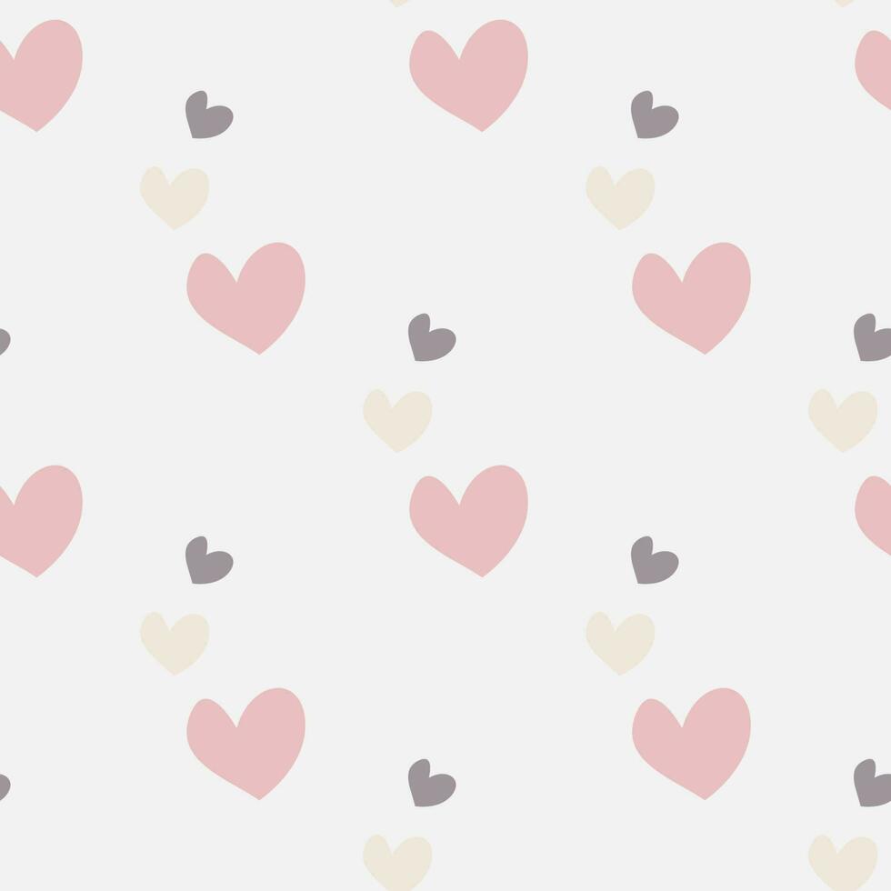 Seamless pattern with hearts shape in pastel pink color on white background vector