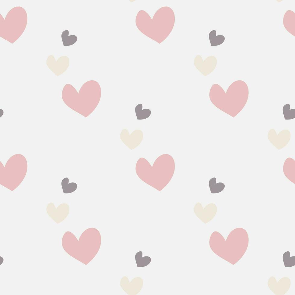 Seamless pattern with hearts shape in pastel pink color on white background vector