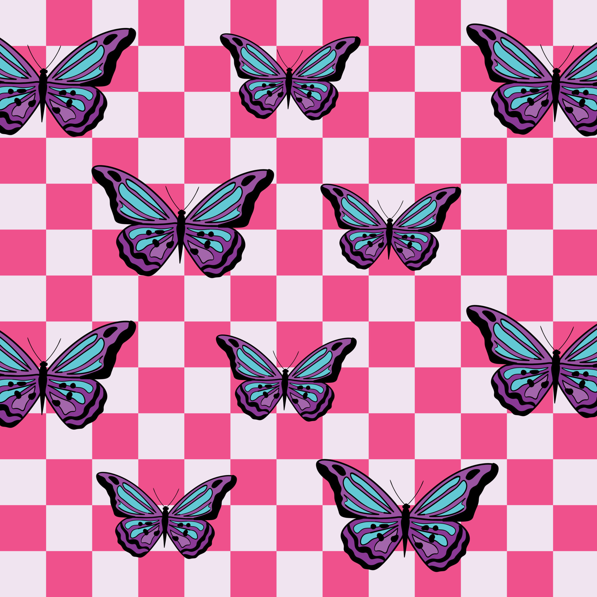 Y2k Aesthetic Background with Butterflies on Vibrant Checkered Mesh  24316699 Vector Art at Vecteezy