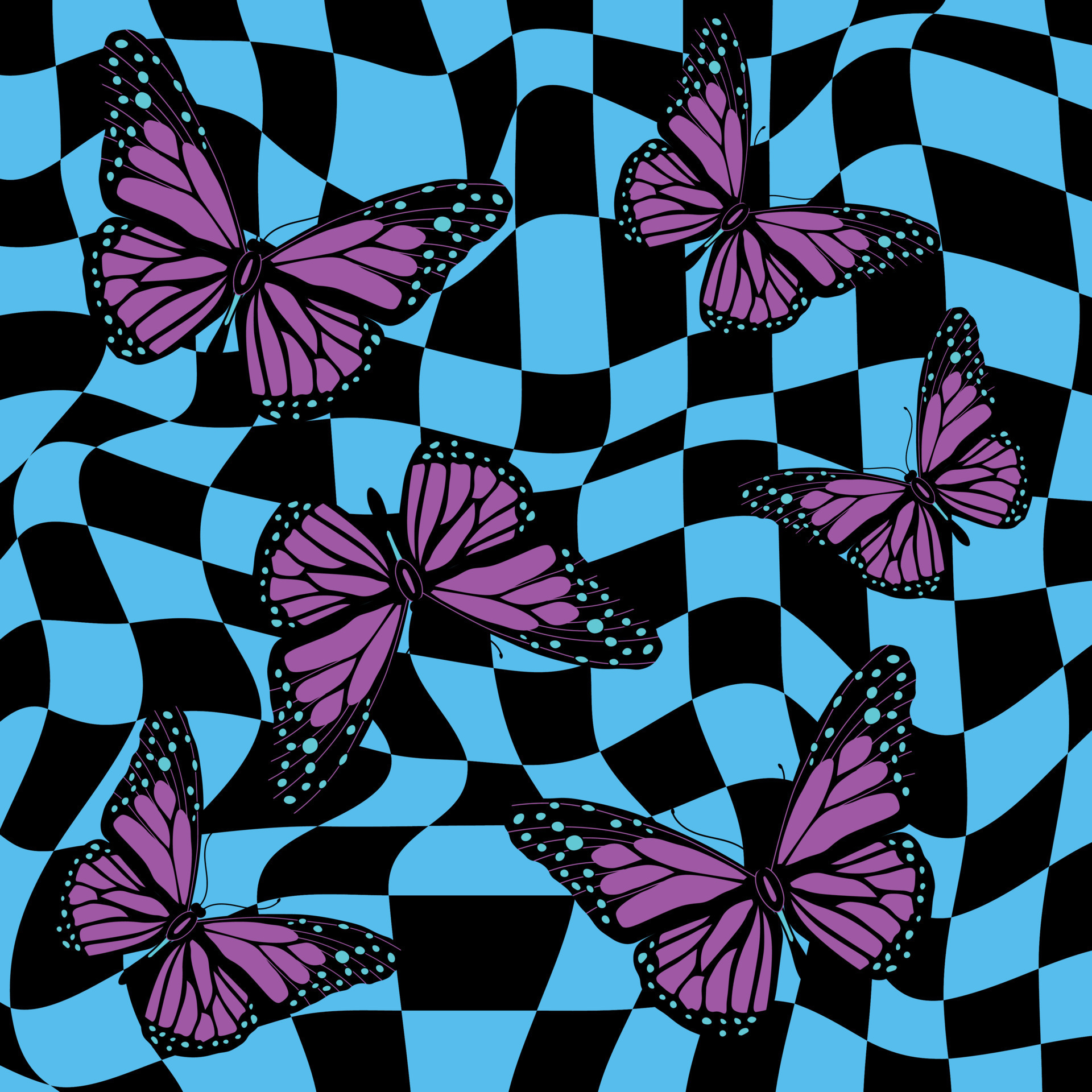 Y2k Aesthetic Background with Butterflies on Vibrant Checkered Mesh  24316699 Vector Art at Vecteezy