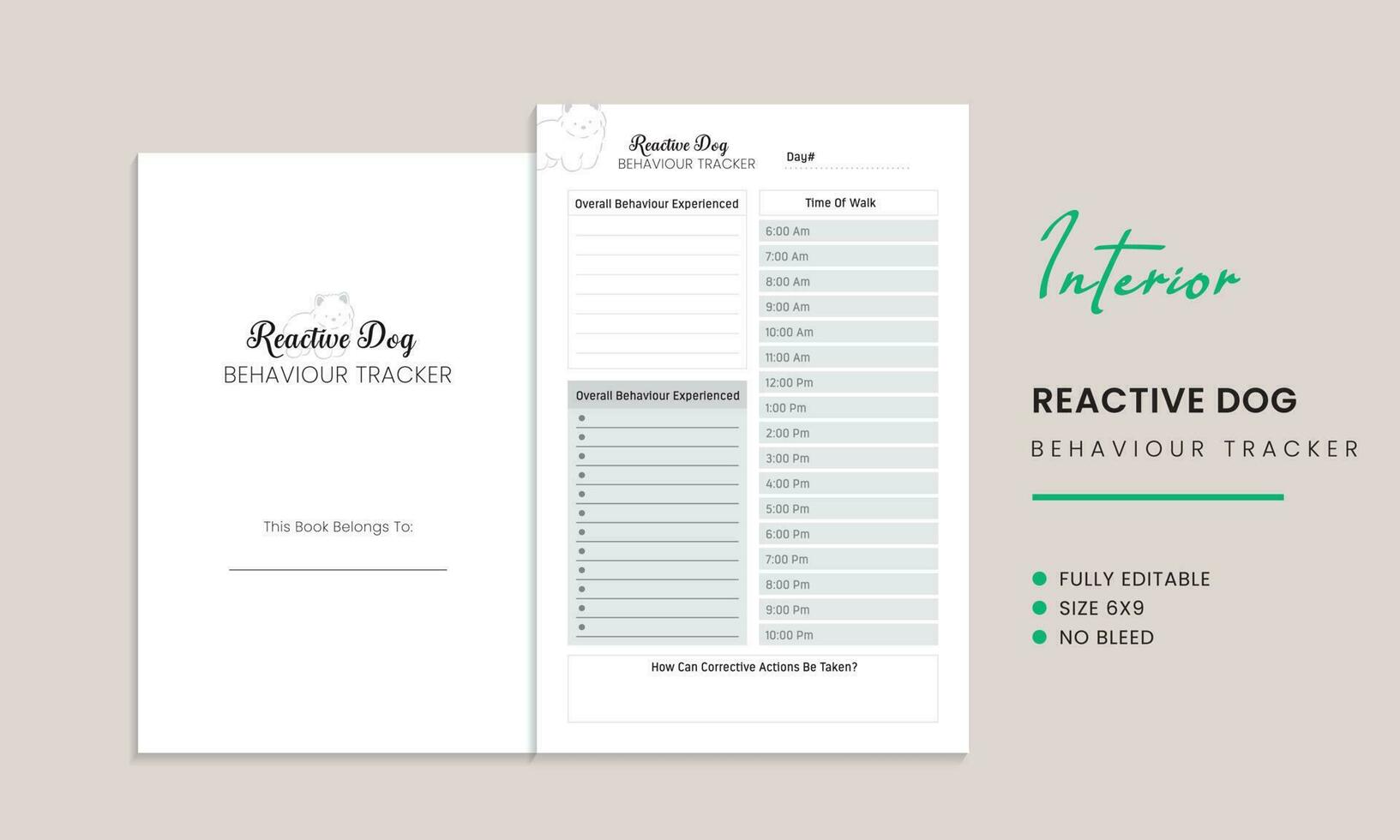 Reactive Dog Behaviour Tracker Interior Template vector