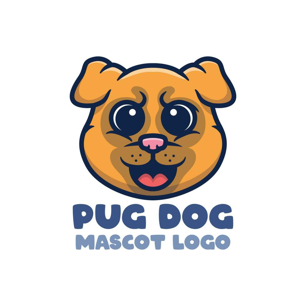 Cute pug mascot logo design vector