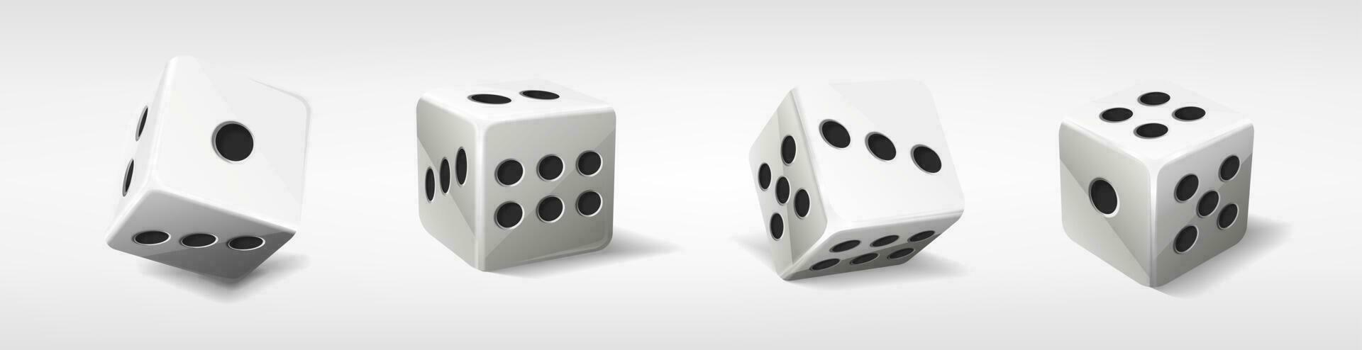 3d realistic vector icon illustration. White poker dice with random numbers. Isolated on white.
