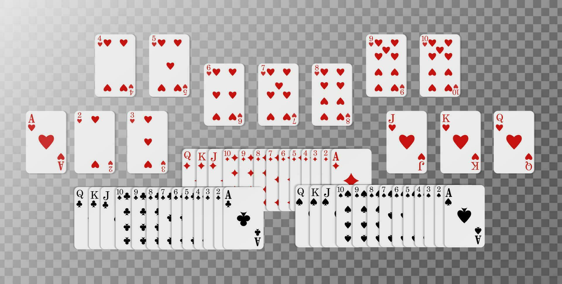 3d realistic vector icon illustration. Full deck of poker playing cards.