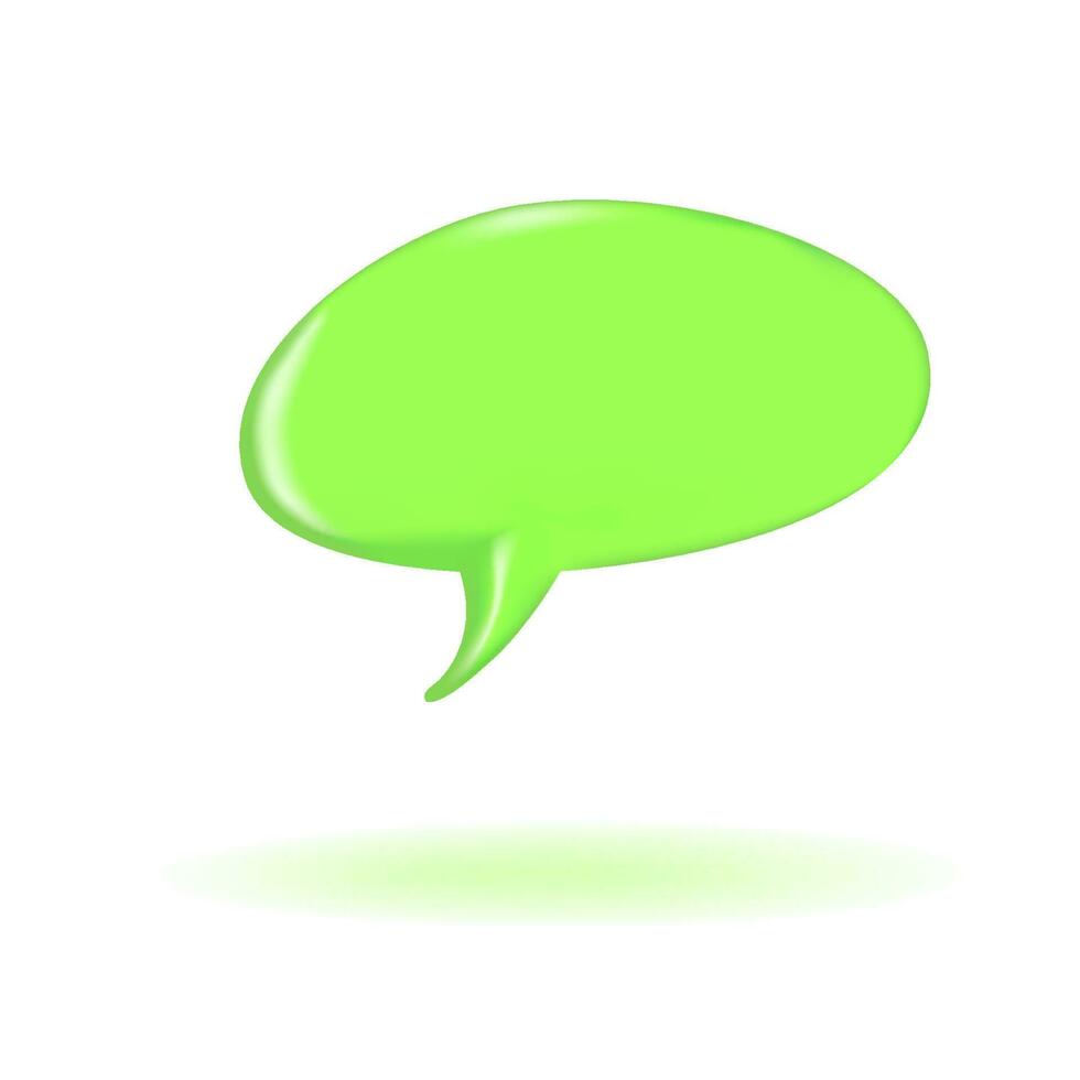 3D render glossy green retro speech bubble vector