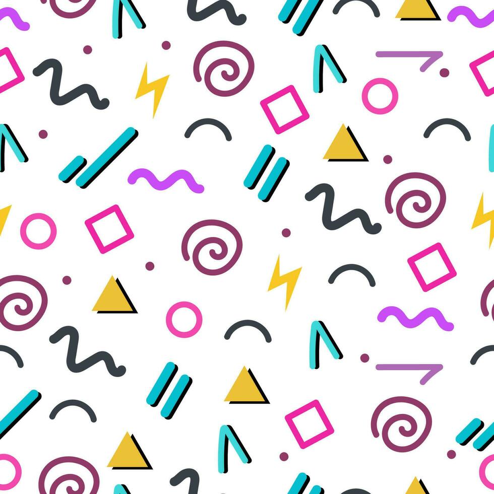 Seamless pattern 90s. Bright pattern. abstract objects. Popular concept. vector