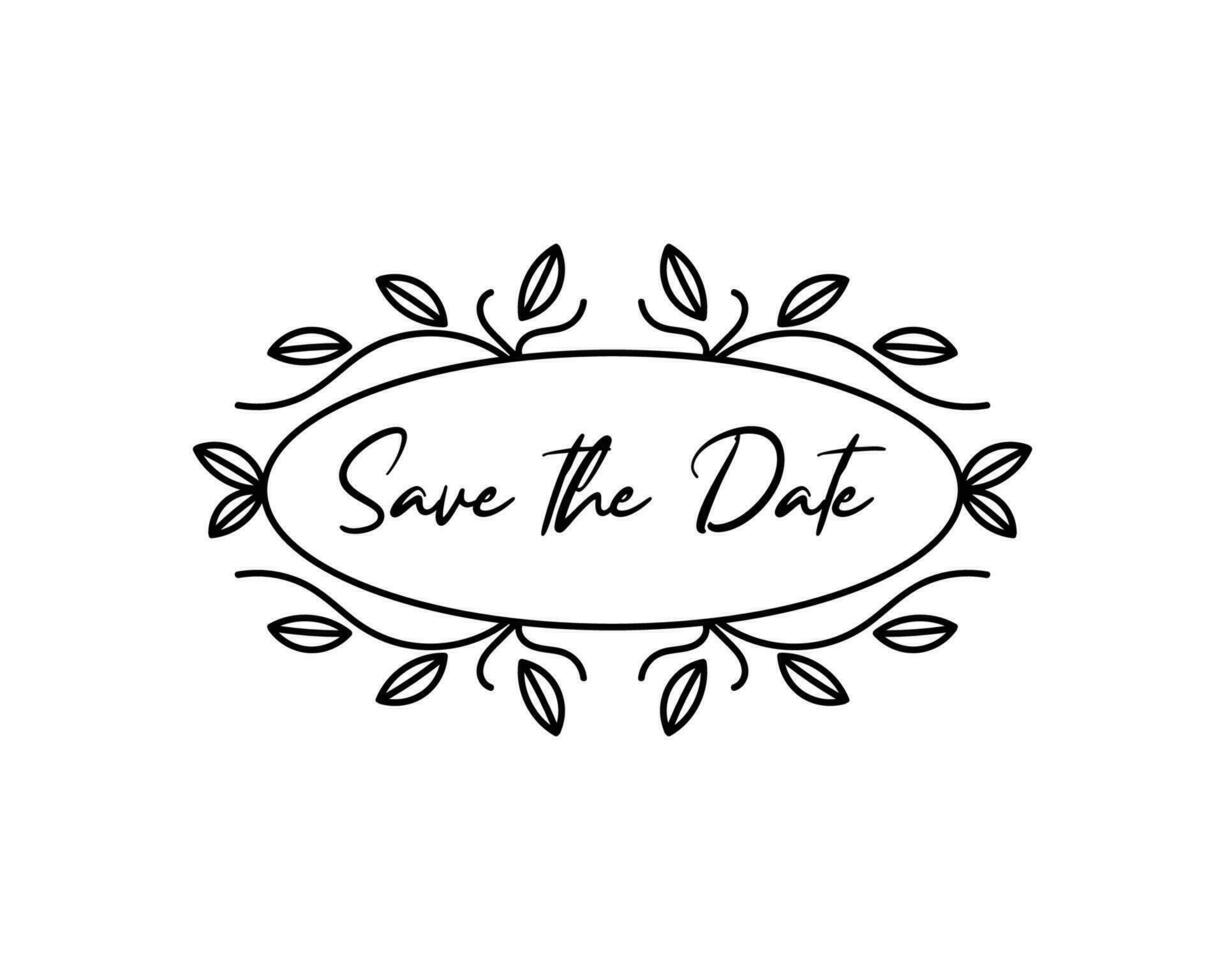 Save the date text with decorative floral frame vector