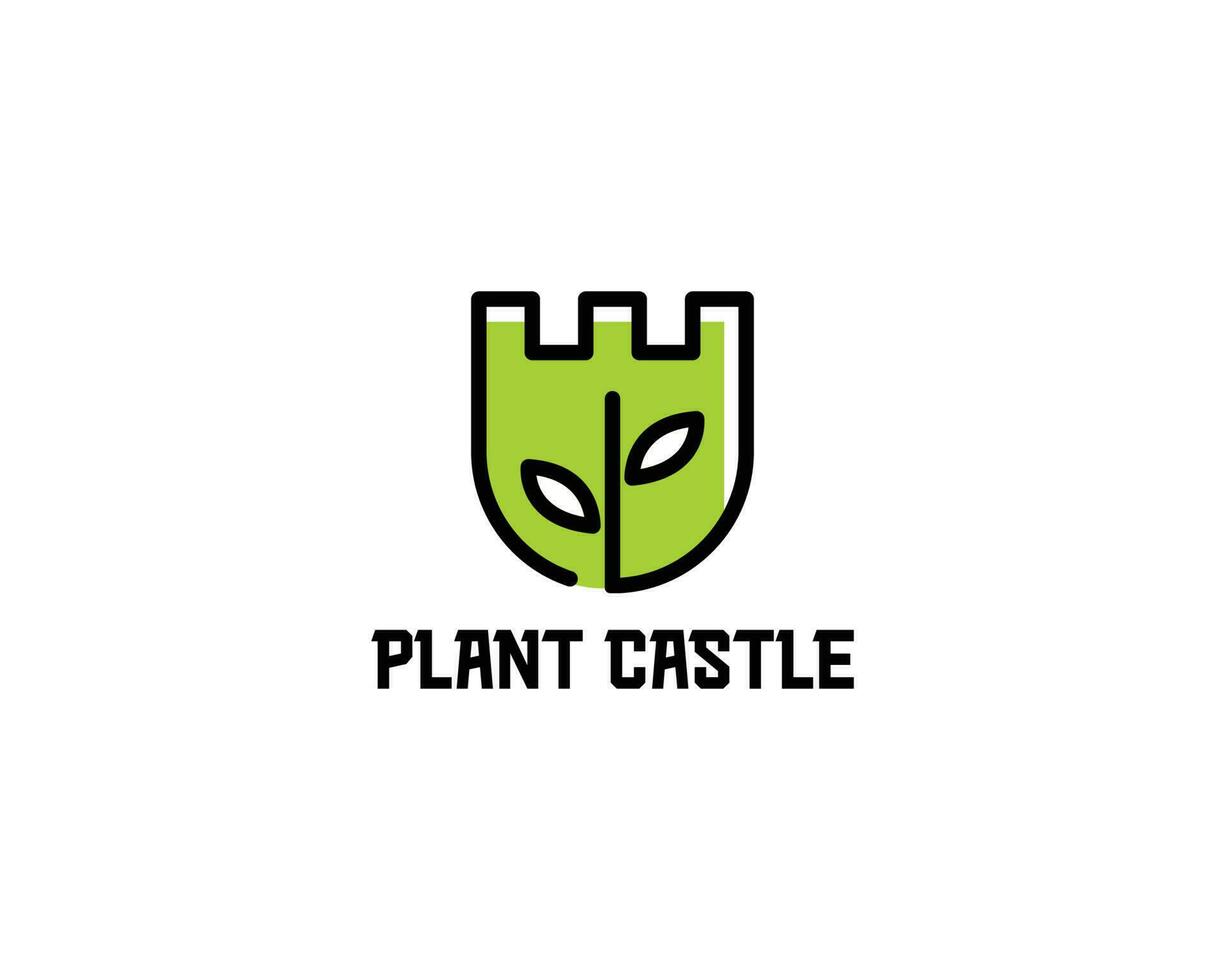 castillo y planta logo ilustración vector