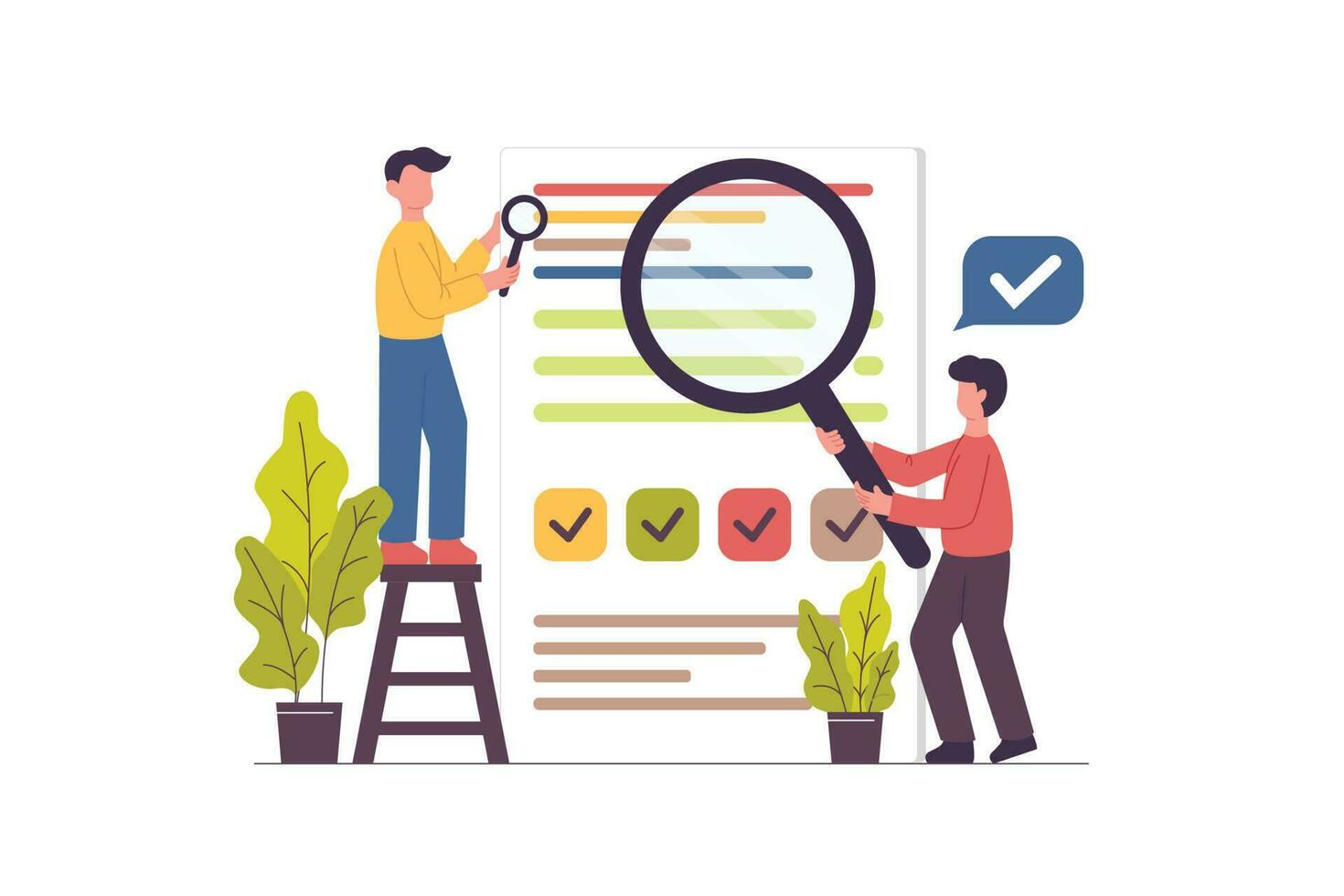 Teamwork Doing Business Idea Research. Business Strategy Concept Vector Illustration