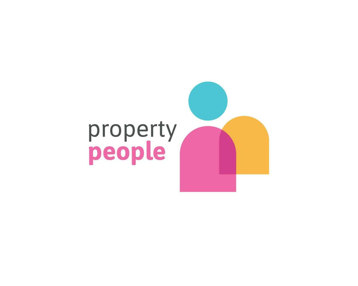 Real estate property logo with people concept vector