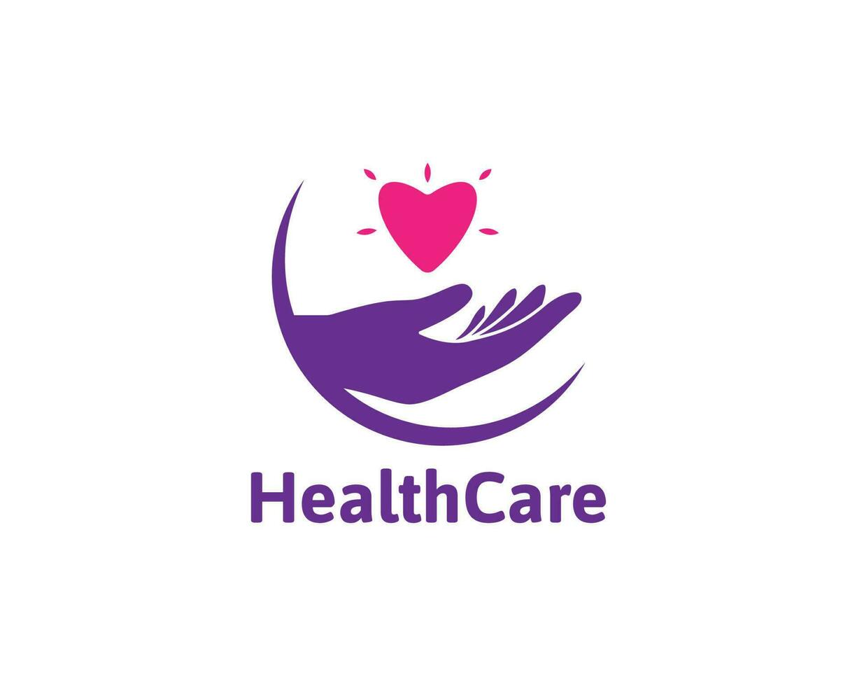 Health care logo with heart icon symbol illustration vector
