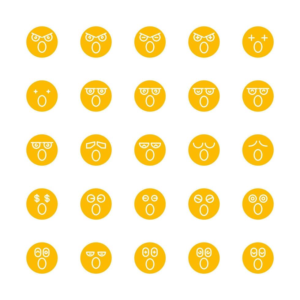 amazed and stun emoticons set vector