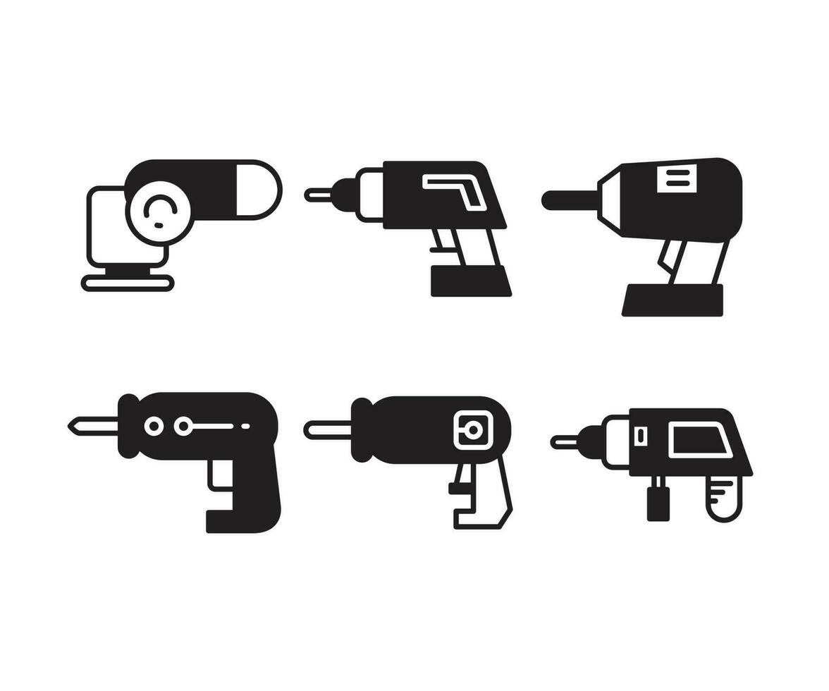 electric drill icons set vector