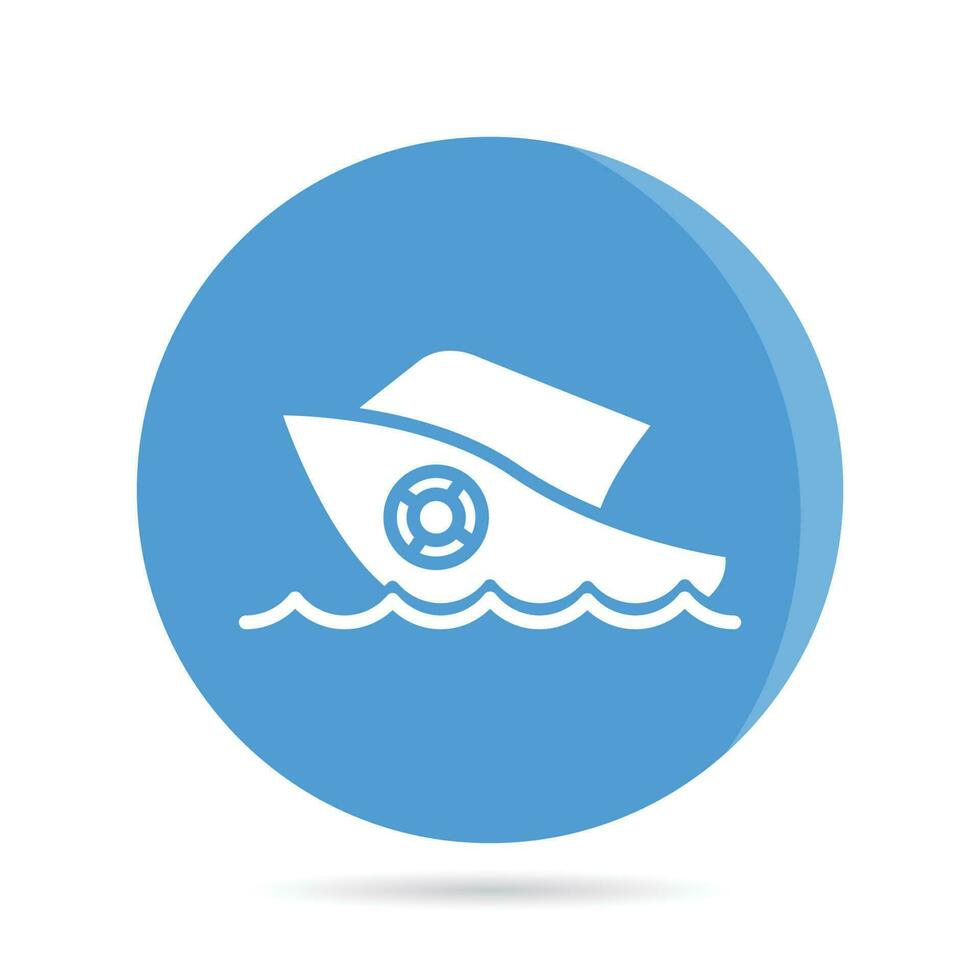 speed boat in blue circle button vector