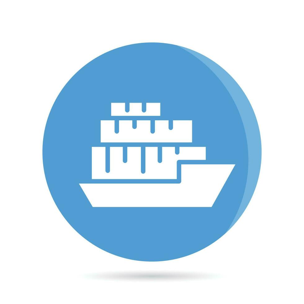 container ship in blue circle button vector