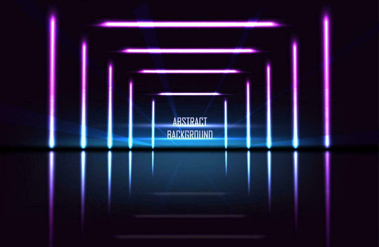 Vector abstract illustration. Tech light lazer ray banner with square glow lines.