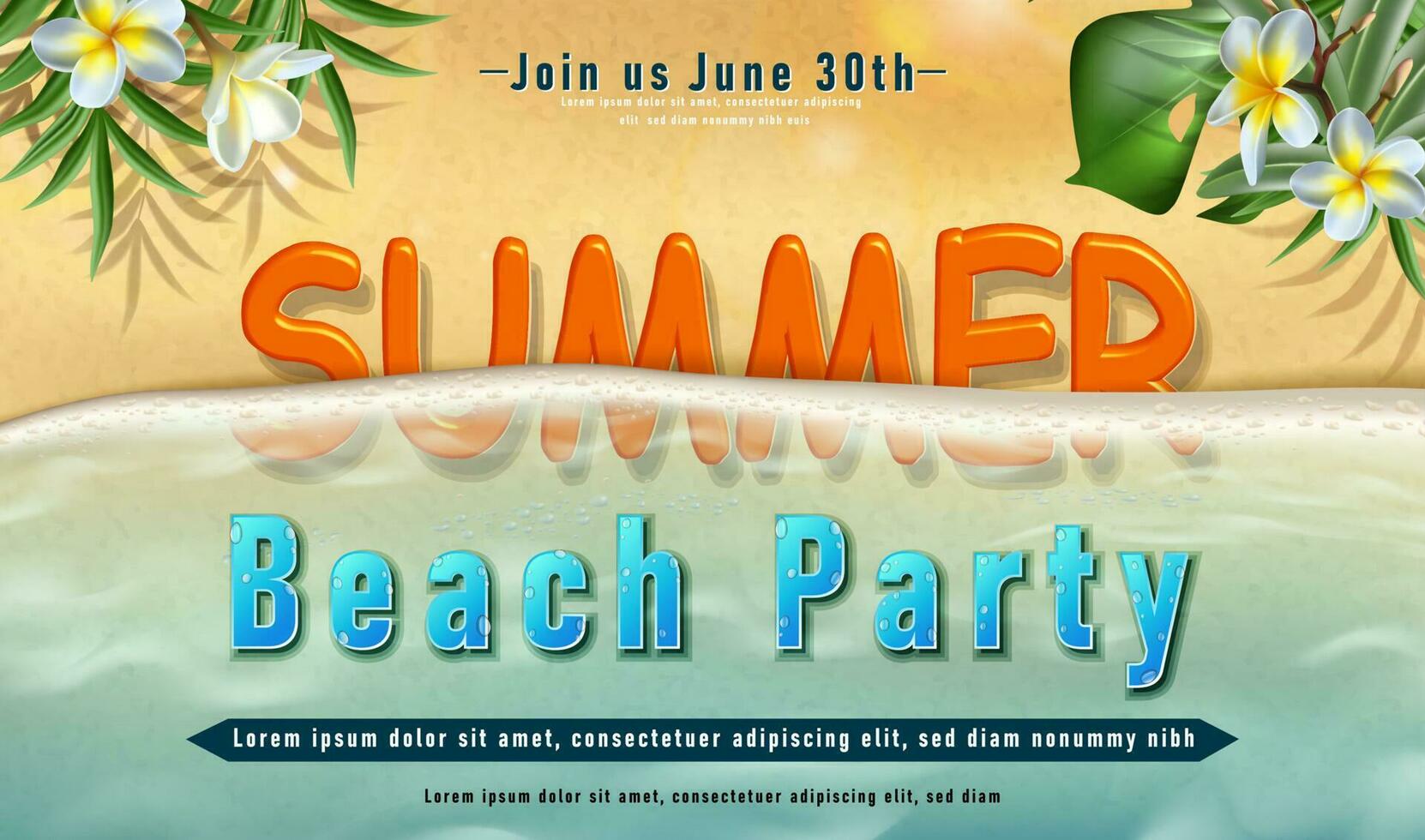 Vector summer sunscreen protection banner with  sand  with sunbeams and tropical leaves and waves of the ocean.