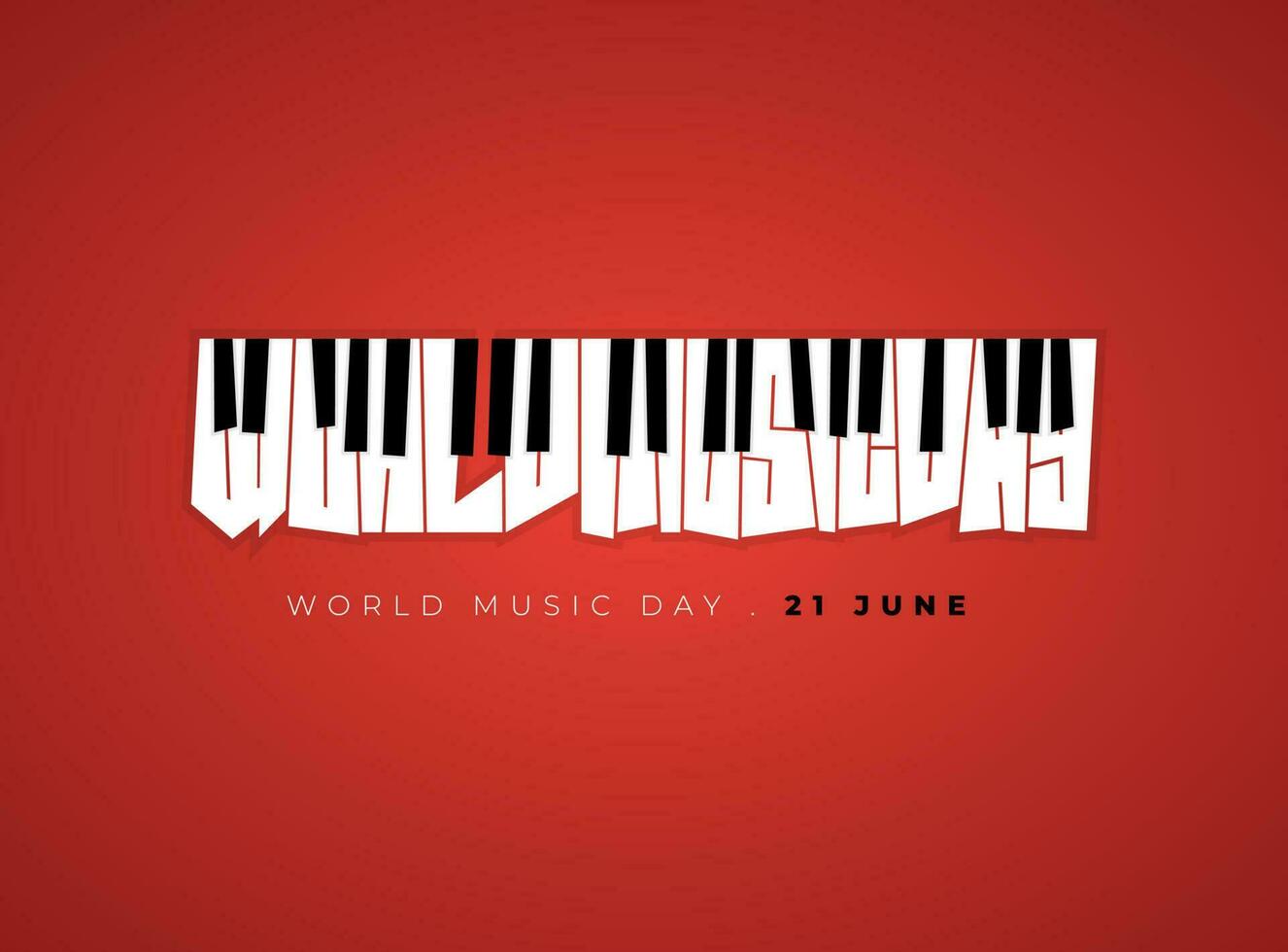 tipografía diseño de mundo música día con piano estilo en texto diseño vector