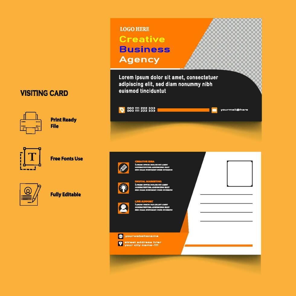 illustration,creative postcard template design vector