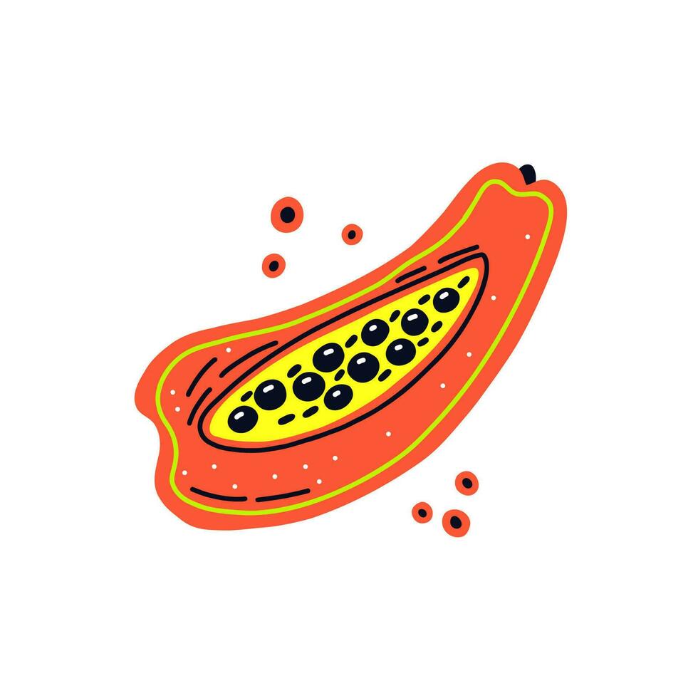Acid fruit papaya slice with decorative dots 24317254 Vector Art at