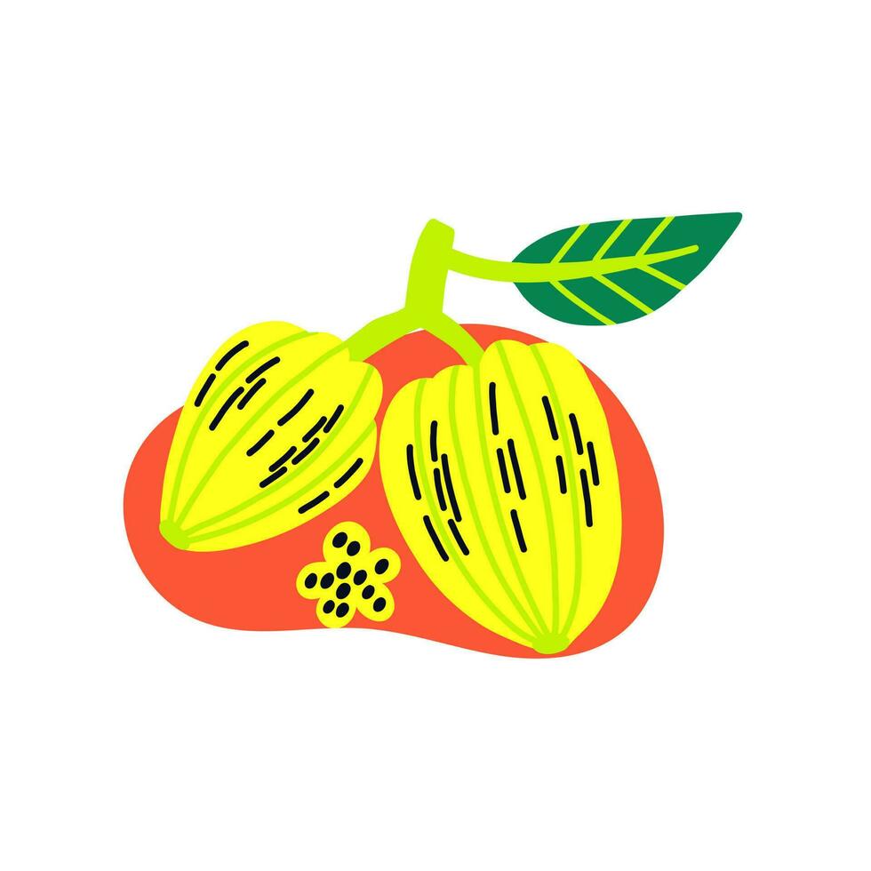 ácido Fruta carambola con flor vector