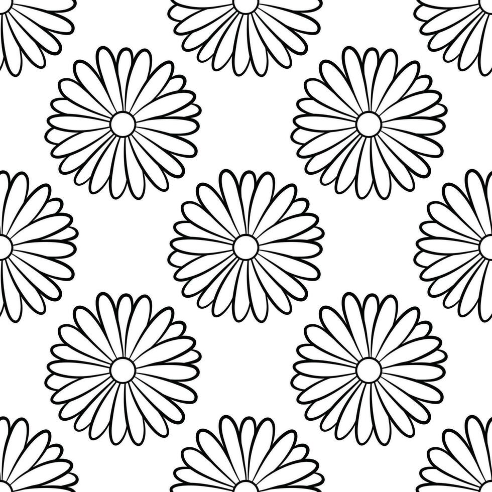 patrón floral blanco y negro vector