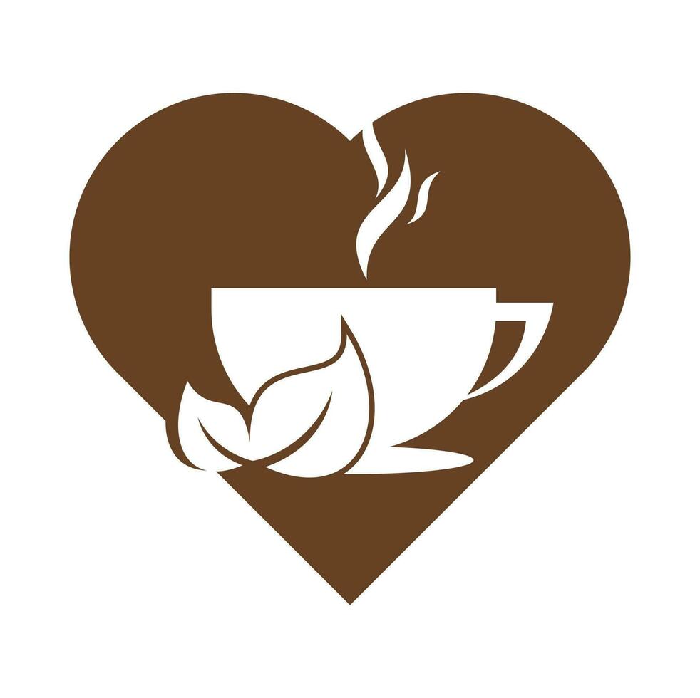 Eco Coffee heart shape concept Logo Template Design. Green Coffee Logo Template Design Vector. vector