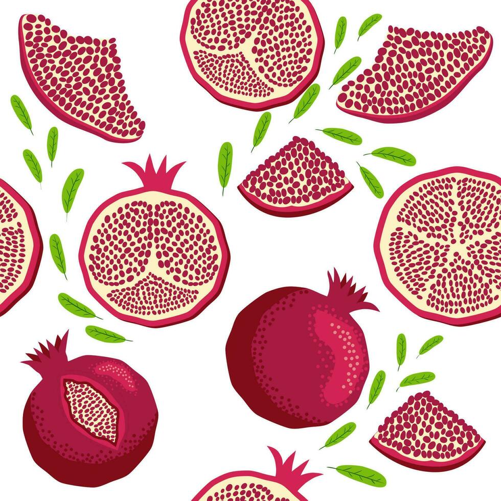 Seamless pattern with pomegranates. Decorative patterns of the pomegranate fruit. Shana Tova, Jewish New Year vector