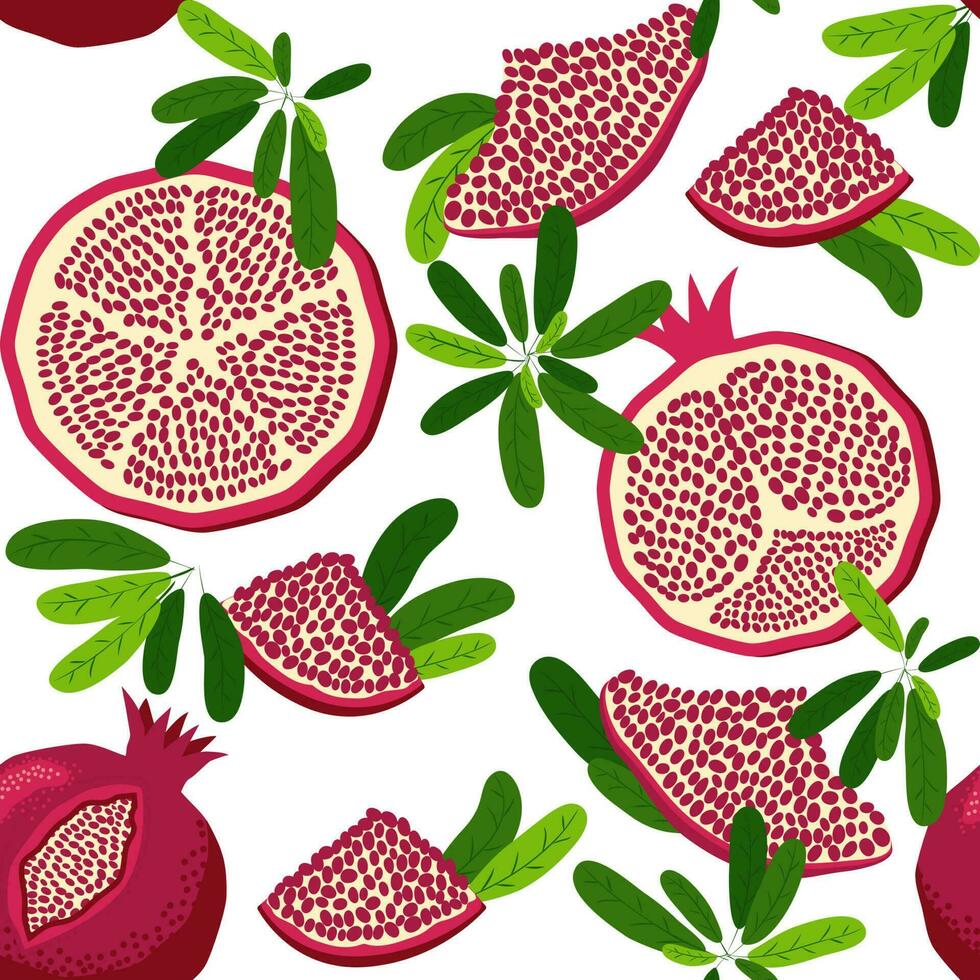 Seamless pattern with pomegranates. Decorative patterns of the pomegranate fruit. Shana Tova, Jewish New Year vector