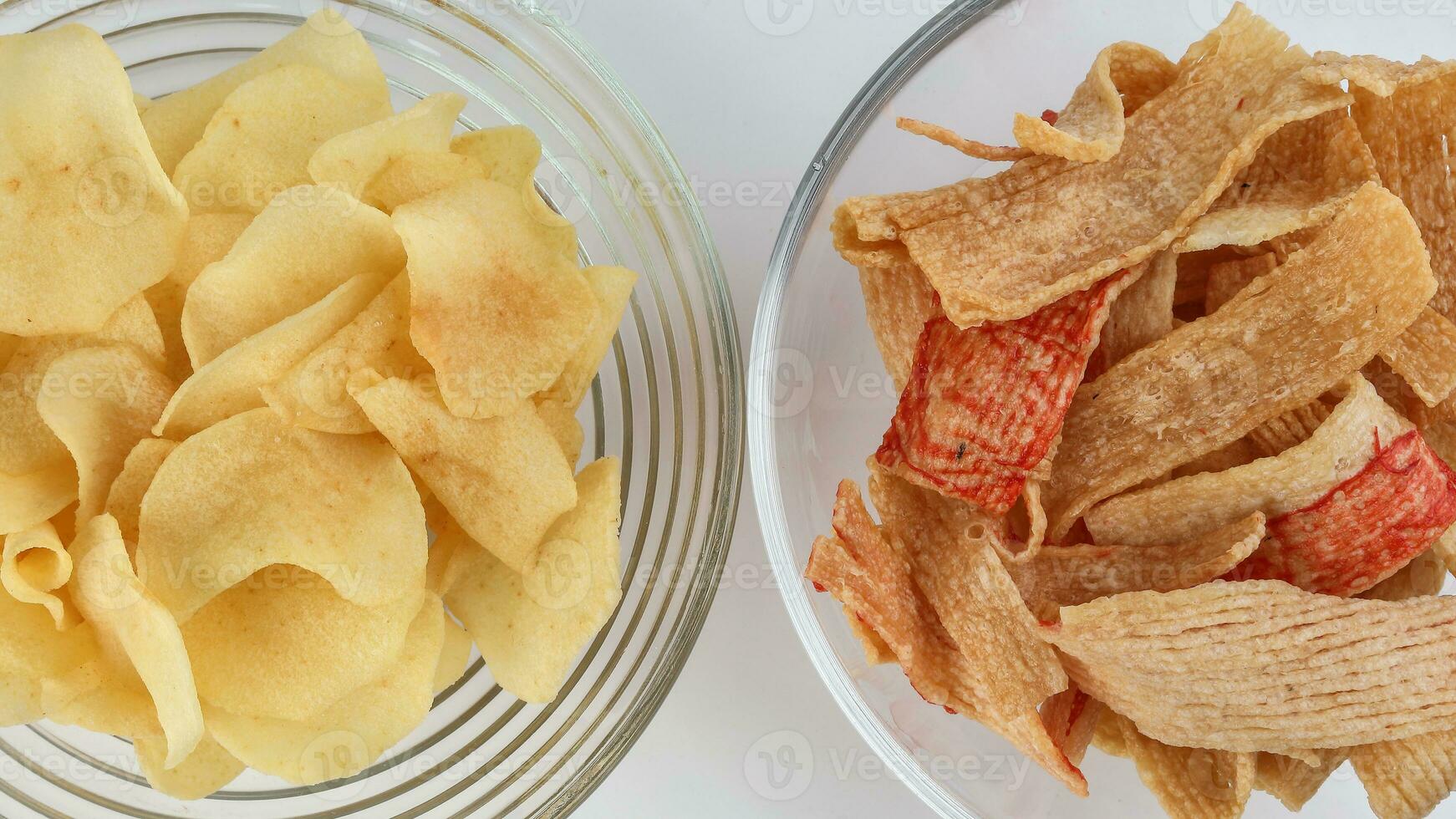 crab chips snack and arrowhead chips traditional for Chinese new year photo