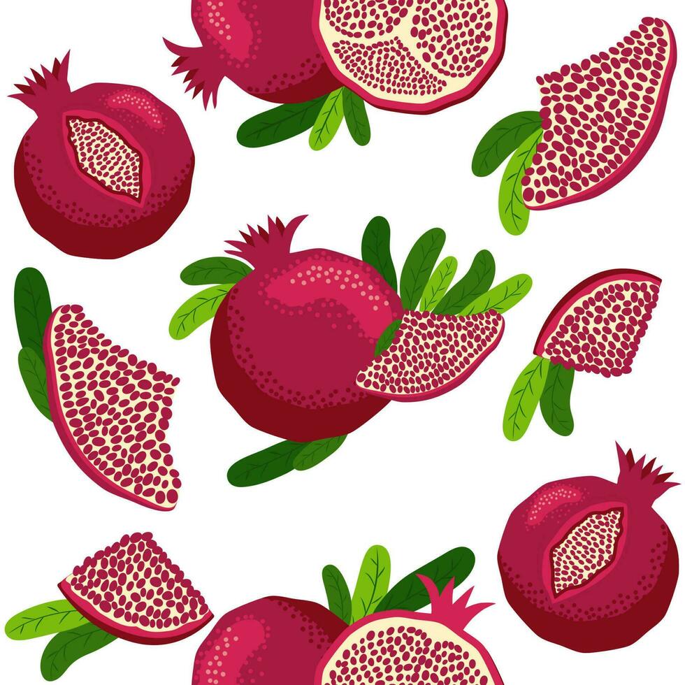 Seamless pattern with pomegranates. Decorative patterns of the pomegranate fruit. Shana Tova, Jewish New Year vector