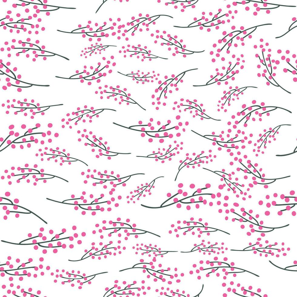 Graceful branches, leaves and flowers Seamless background in the style of nature. Vintage ornament. vector