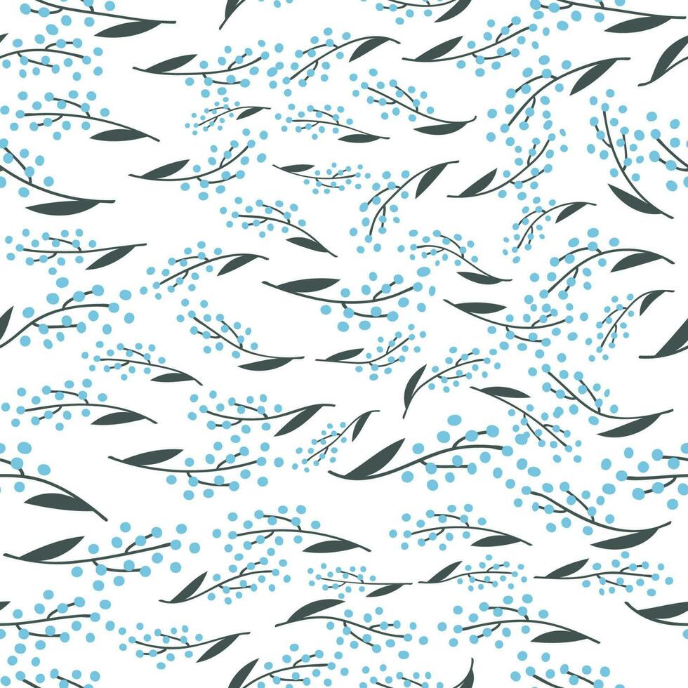 Graceful branches, leaves and flowers Seamless background in the style of nature. Vintage ornament. vector