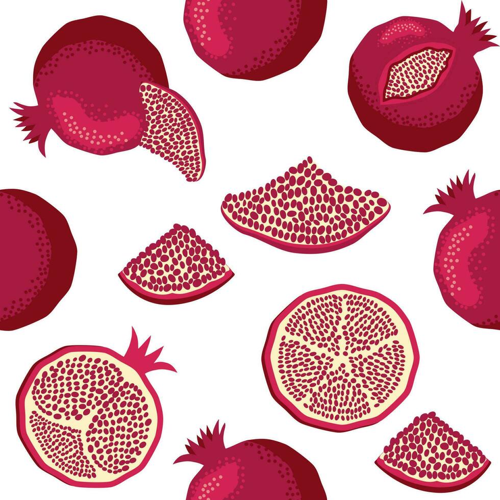 Seamless pattern with pomegranates. Decorative patterns of the pomegranate fruit. Shana Tova, Jewish New Year vector