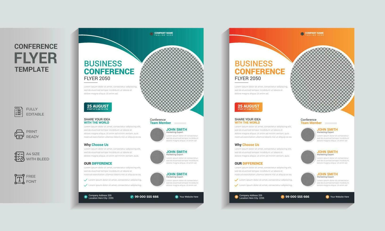 Business conference flyer layout or Abstract corporate business conference flyer template. Creative corporate and business flyer brochure template design. vector