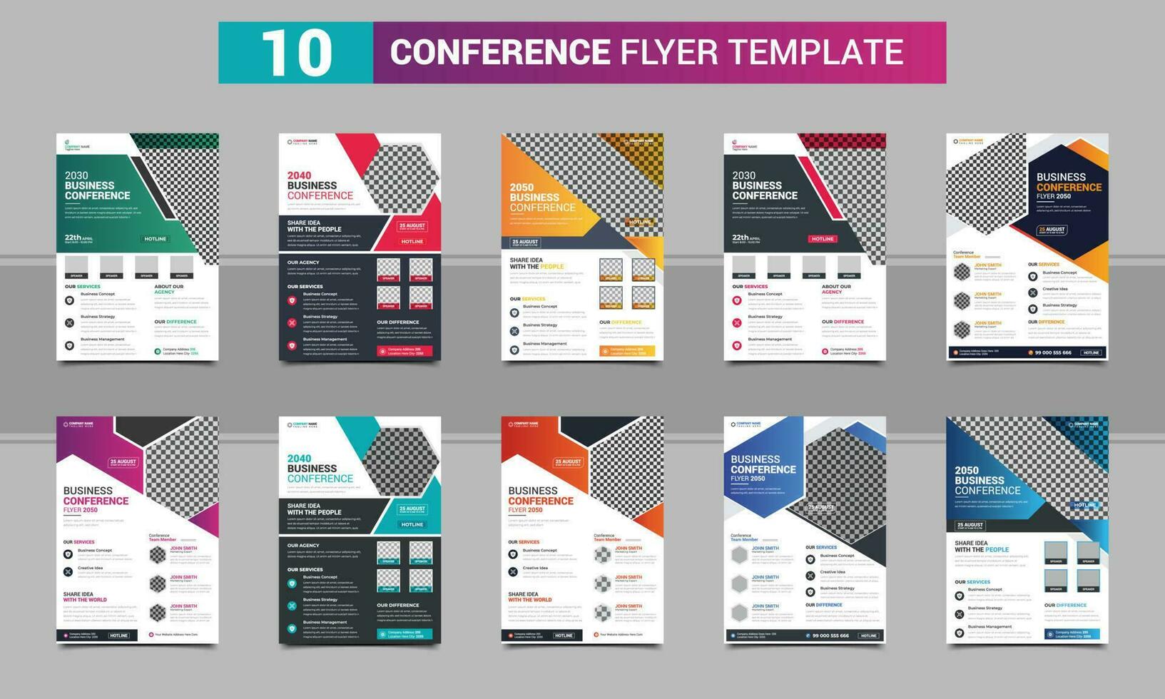 Business Conference Flyer template Bundle set. Abstract business conference flyer, Creative Corporate and Business conference Flyer Brochure Template bundle. Brochure design, book cover, leaflet. vector