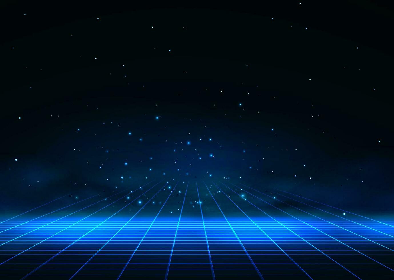 Abstract tech background. Perspective sci-fi background with star sky. vector