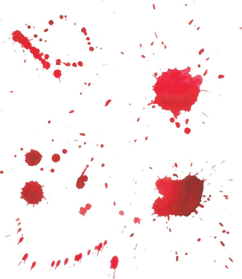 set of red ink splatter in vector