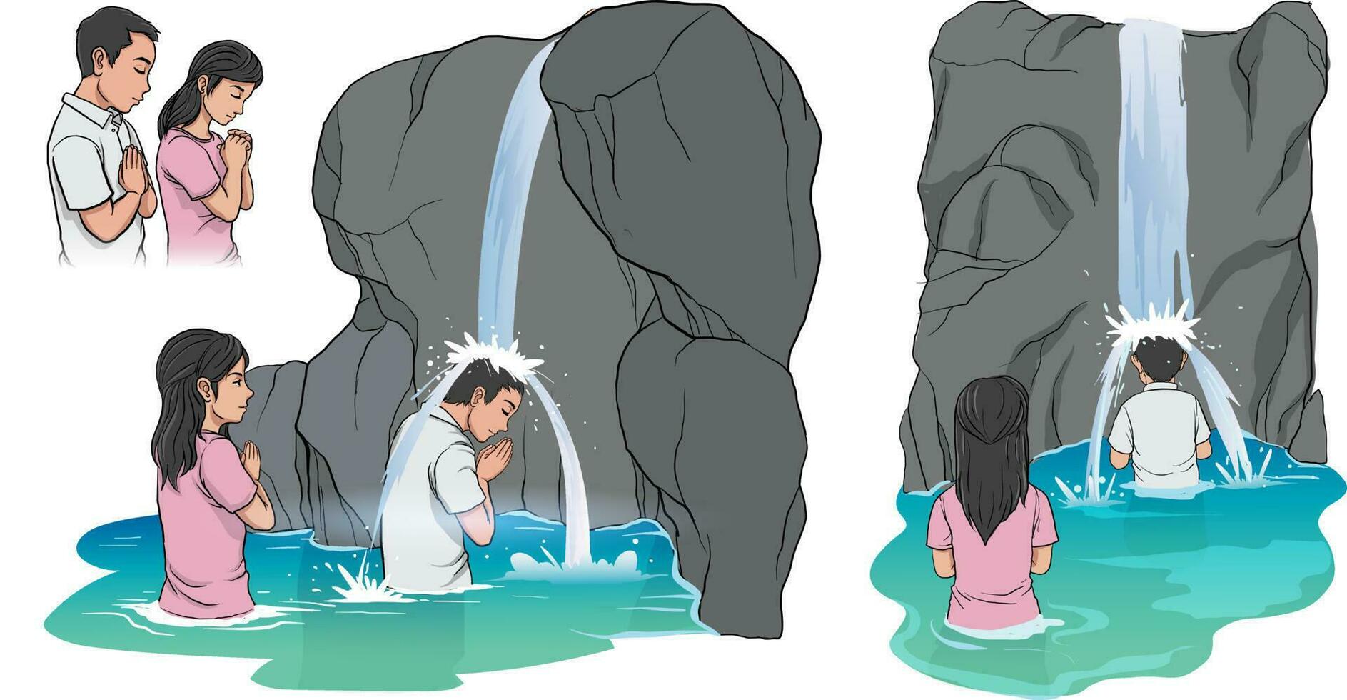 illustration of 'melukat' a balinese term of water purification vector