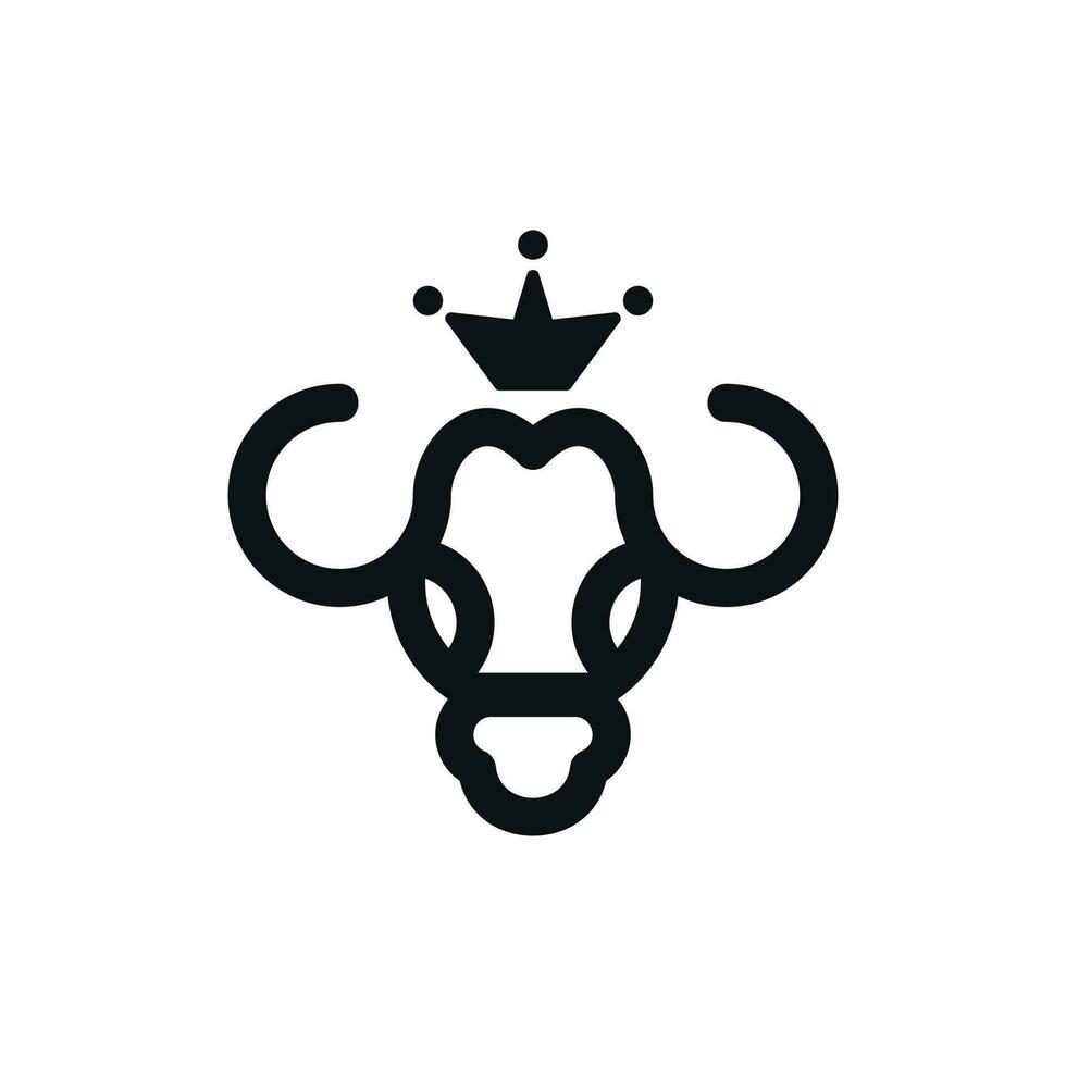 King Bull Design Logo Template. Vector Illustration, vector illustration of black line Bull King