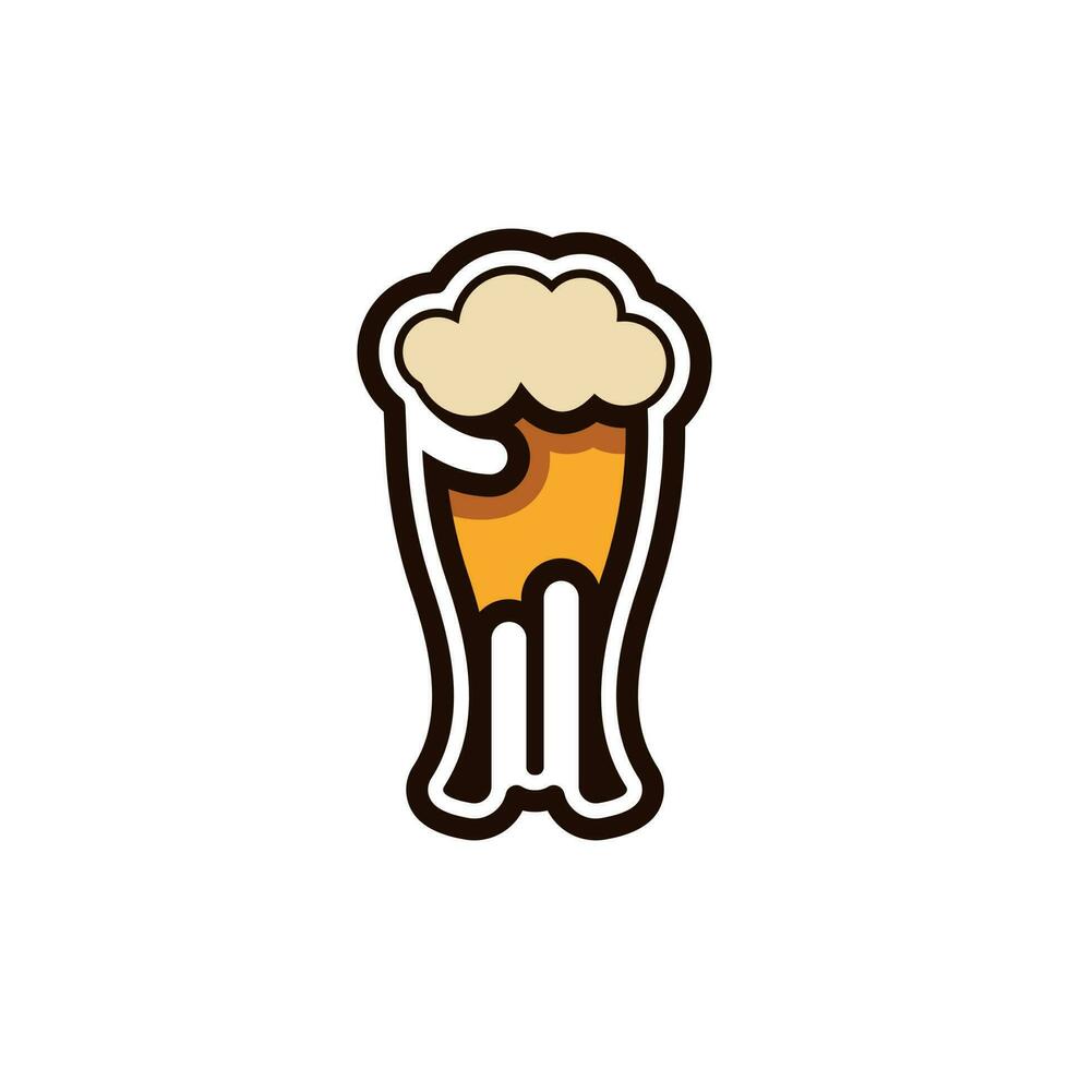Craft Beer glass and malt Brewery logo design vector modern cartoon line style illustration. Cheers mate. Glass of beer isolated vector illustration, minimal design