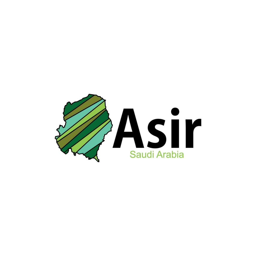 Asir region location within Saudi Arabia colorful map, Map of Saudi Arabia, the region Asir is pulled out vector