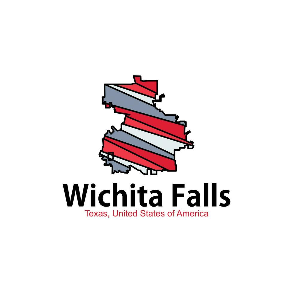 mapa de wichita caídas Texas ciudad americano geométrico logo vector